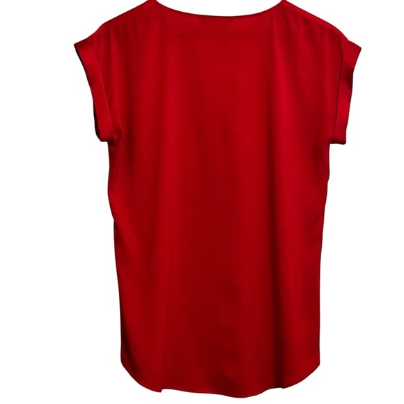 Express Zip Front Cap Sleeve Career Red Blouse Medium - Picture 2 of 7